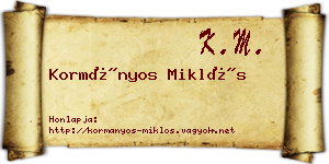 Kormányos Miklós névjegykártya