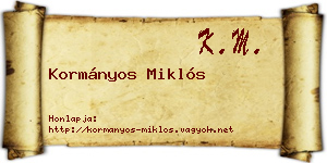 Kormányos Miklós névjegykártya