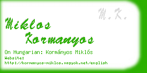 miklos kormanyos business card